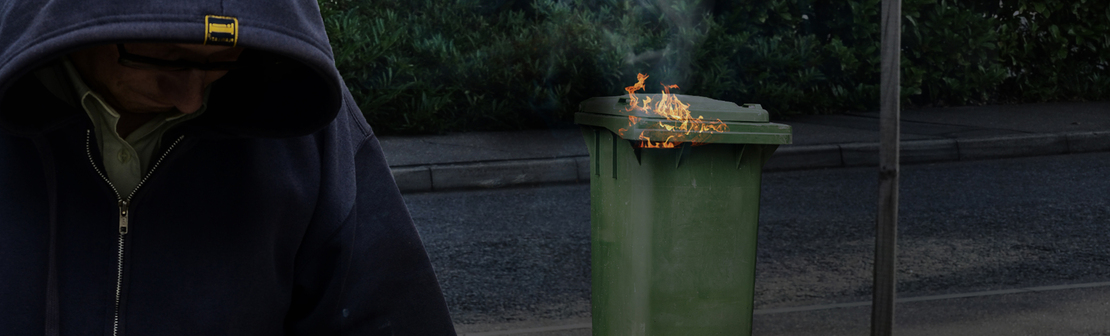 wheelie bin on fire