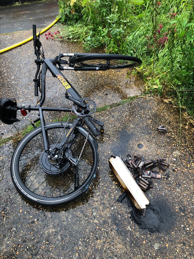 Damaged e-bike battery