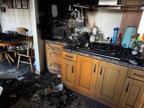 Fire damaged kitchen