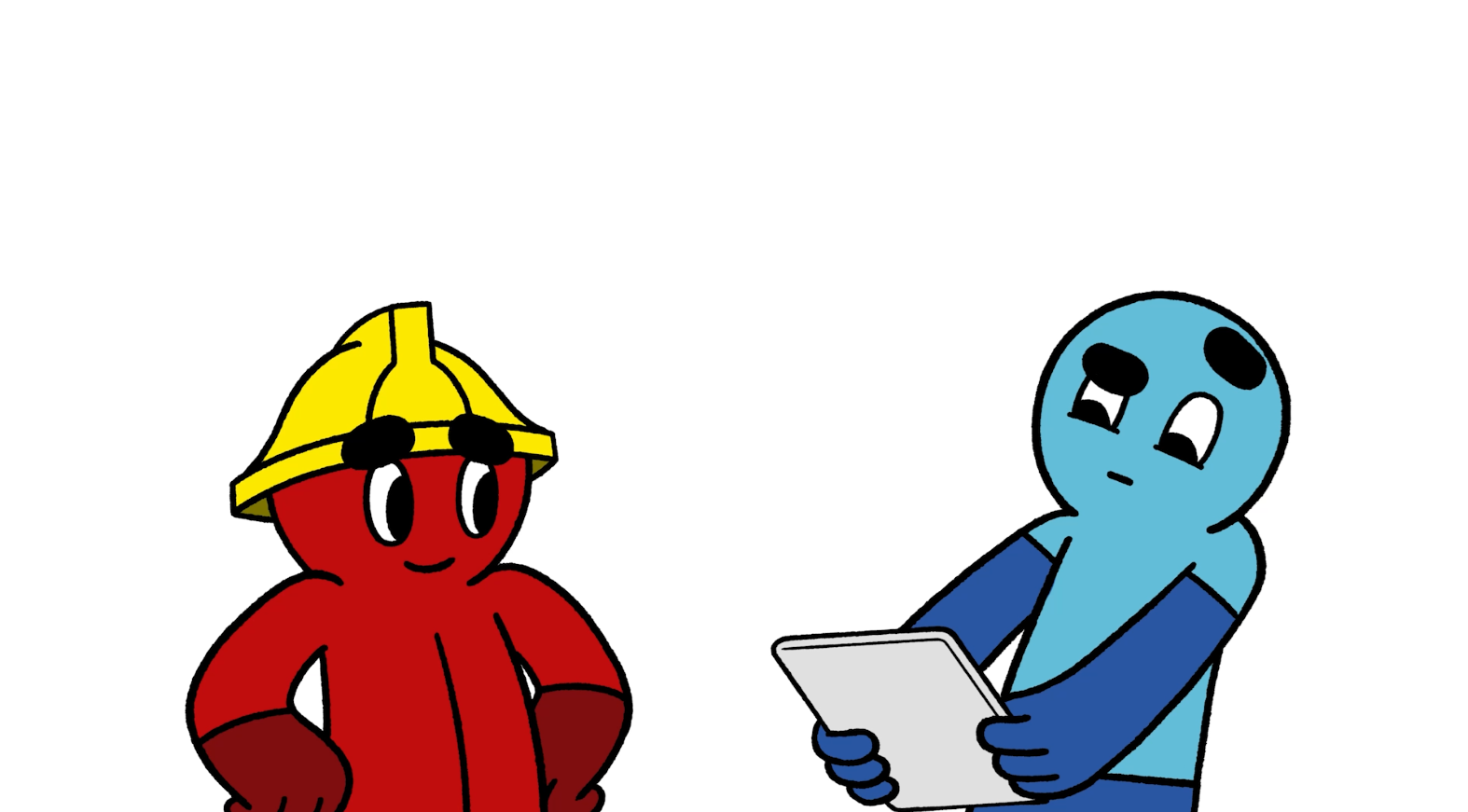 Animated characters confused with paperwork